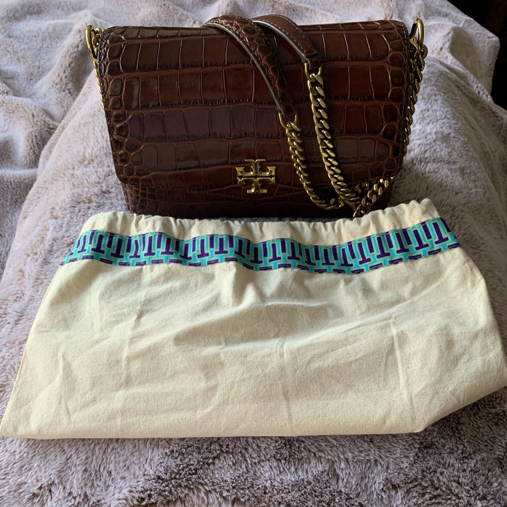 Tory Burch Kira Bag in Chocolate Croc Leather